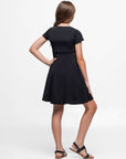 24seven Comfort Apparel Girls Short Sleeve Pleated Party Dress Machine Washable