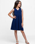 24seven Comfort Apparel Girls Sleeveless Pleated Party Dress