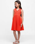 24seven Comfort Apparel Girls Sleeveless Pleated Party Dress