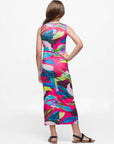 24sevenkid Girls Pink Floral Print Side Slit Maxi Dress