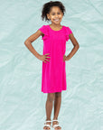 24sevenkid Girls Ruffle Cap Sleeve Knee Length Babydoll Dress