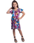 Floral Girls Cold Shoulder Knee Length Dress