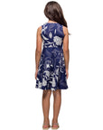 24sevenkid Girls Navy Blue Floral Fit and Flare Dress