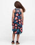 24sevenkid Girls Black Floral High Low Sleeveless Pocket Dress