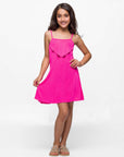 24sevenkid Girls Shimmery Spaghetti Strap Knee Length Dress