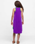 24sevenkid Girls Sleeveless Colorblock HighLow Knee Length Dress