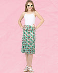 24sevenkid Green Geo Print Girls Knee Length Skirt