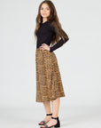 24seven Comfort Apparel Comfortable Elastic Waistline Girls Knee Length Skirt