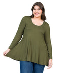 Womens Plus Size Long Sleeve Tunic Top