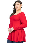 Womens Plus Size Long Sleeve Tunic Top