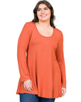 Womens Plus Size Long Sleeve Tunic Top