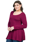 Womens Plus Size Long Sleeve Tunic Top