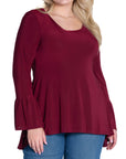 Long Bell Sleeve High Low Plus Size Tunic Top