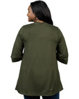 Elbow Length Sleeve Open Front Plus Size Cardigan