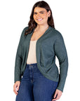 Plus Size Curved Hem Open Front Long Womens Bolero Shrug