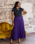 Womens Comfortable Fit Elastic Waist Plus Size Maxi Skirt