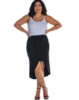Solid Color Knee Length Plus Size Tulip Skirt