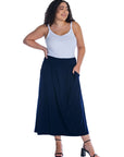 Foldover Plus Size Maxi Skirt With Pockets
