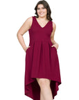 High Low Plus Size Party Dress with Pockets