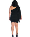 One Shoulder Drape Bodycon Plus Size Dress