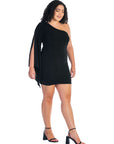 One Shoulder Drape Bodycon Plus Size Dress