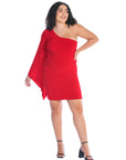 One Shoulder Drape Bodycon Plus Size Dress