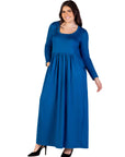 Plus Size Long Sleeve Empire Waist Pocket Maxi Dress