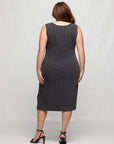 24seven Comfort Apparel Plus Size Fitted Sleeveless Side Slit Midi Dress
