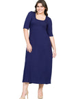 Elbow Length Sleeve Plus Size Maxi Dress