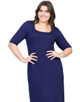 Elbow Length Sleeve Plus Size Maxi Dress