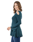 Criss Cross Cold Shoulder Long Sleeve Top