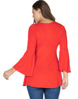 Long Bell Sleeve Flared Tunic Top