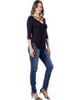 Criss Cross Round Hemline Tunic Top