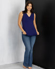V Neck Tunic Tank Top with Round Hemline