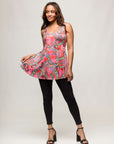 24seven Comfort Apparel Womens Casual Pink Paisley Print Scoop Neck Tank Top