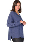 Relaxed Fit Ribbed Knit V Neck Sweater Top