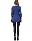 V-Neck Loose Fit Three Quarter Sleeve Tunic Top