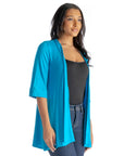 Open Front Elbow Length Sleeve Womens Cardigan