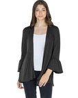 Womens Knit Bell Sleeve Open Cardigan