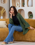 Womens Knit Bell Sleeve Open Cardigan