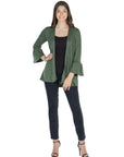 Womens Knit Bell Sleeve Open Cardigan