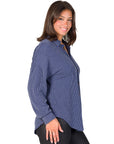 Ribbed Button Up Long Sleeve Collared Shirt Jacket