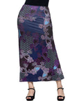 Purple Paisley Print Elastic Waist A Line Maxi Skirt
