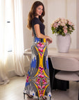 24seven Comfort Apparel Womens Multicolor Floral Print Foldover Waist Maxi Skirt