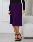 A Line Elastic Waist Knee Length Skirt