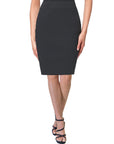 Solid Color Elastic Waist Knee Length Pencil Skirt