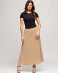 24seven Comfort Apparel Womens Elastic Waist A Line Maxi Skirt