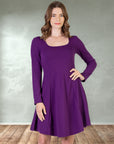 Womens Long Sleeve Knee Length Skater Dress