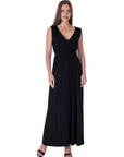 V Neck Sleeveless Belted Maxi Dress