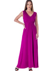 V Neck Sleeveless Belted Maxi Dress